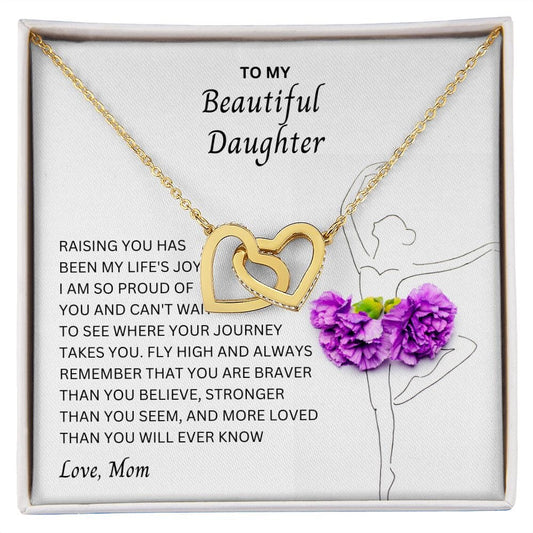 To My Beautiful Daughter - Interlocking Hearts Necklace From Mom