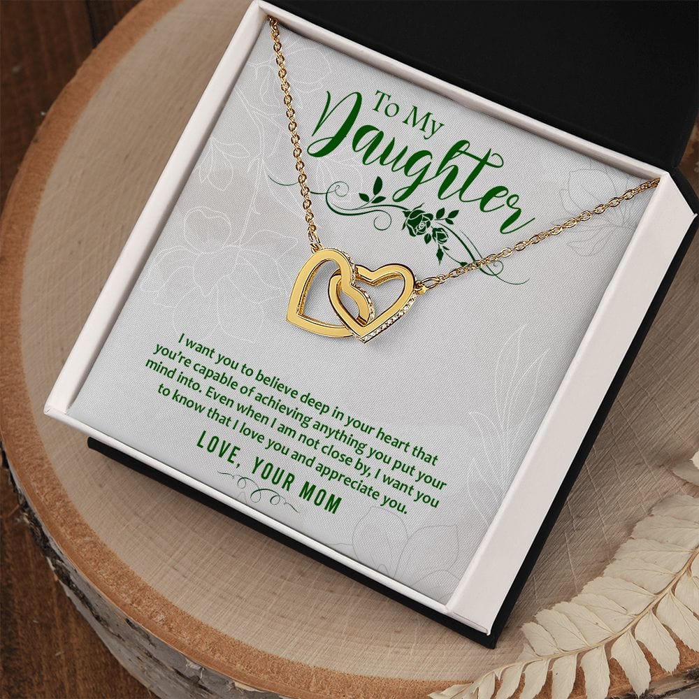 To My Daughter, Love Your Mom - Interlocking Hearts Necklace