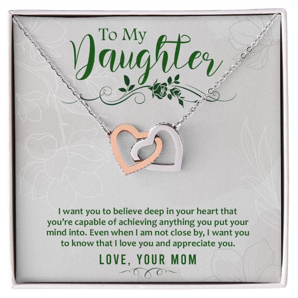 To My Daughter, Love Your Mom - Interlocking Hearts Necklace