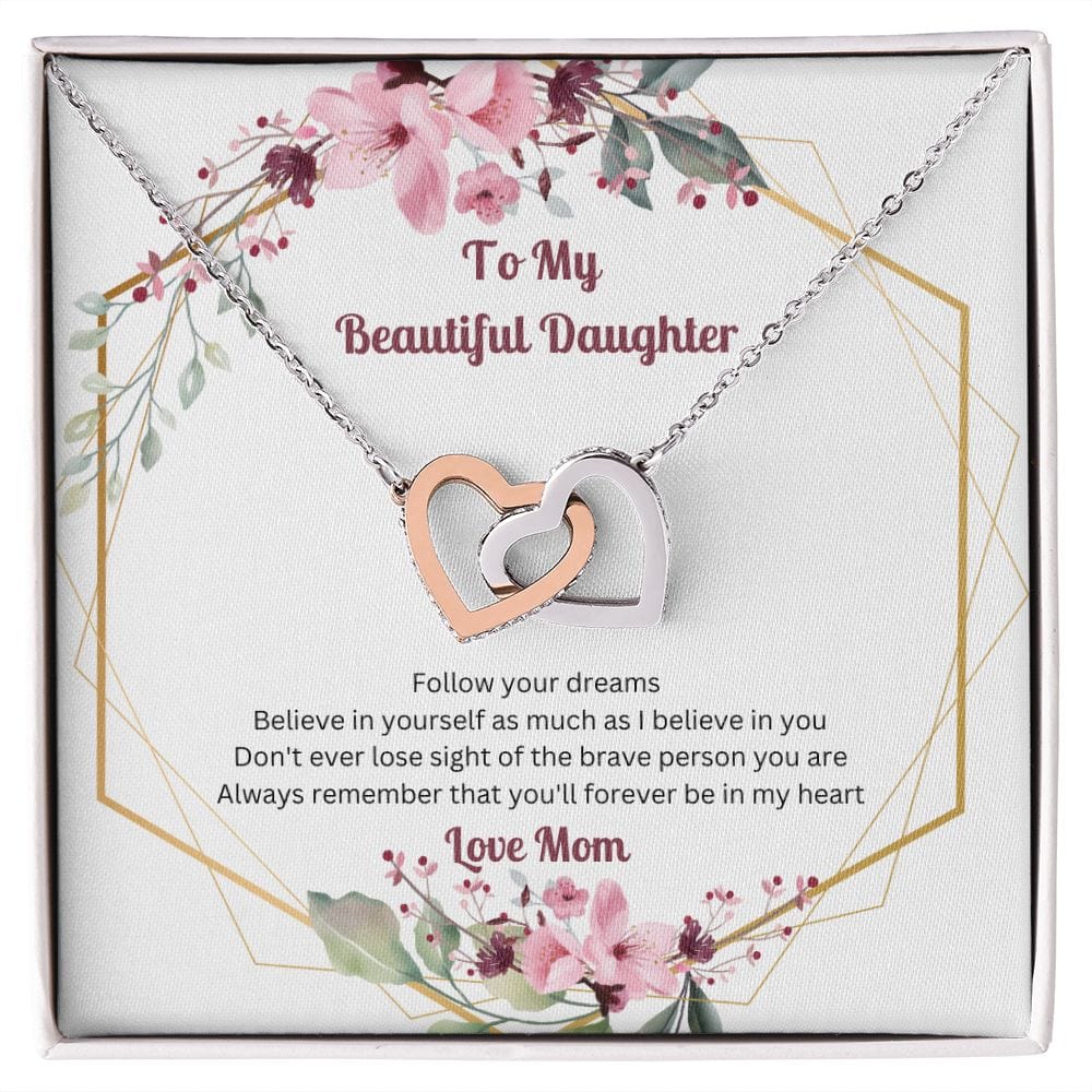 Daughter, Follow Your Dreams - Interlocking Hearts Necklace