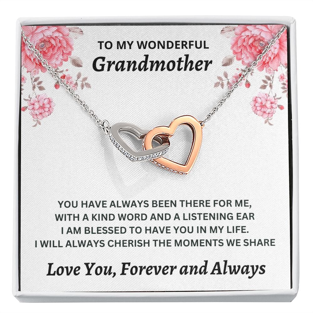 To My Wonderful Grandmother - Interlocking Hearts Necklace