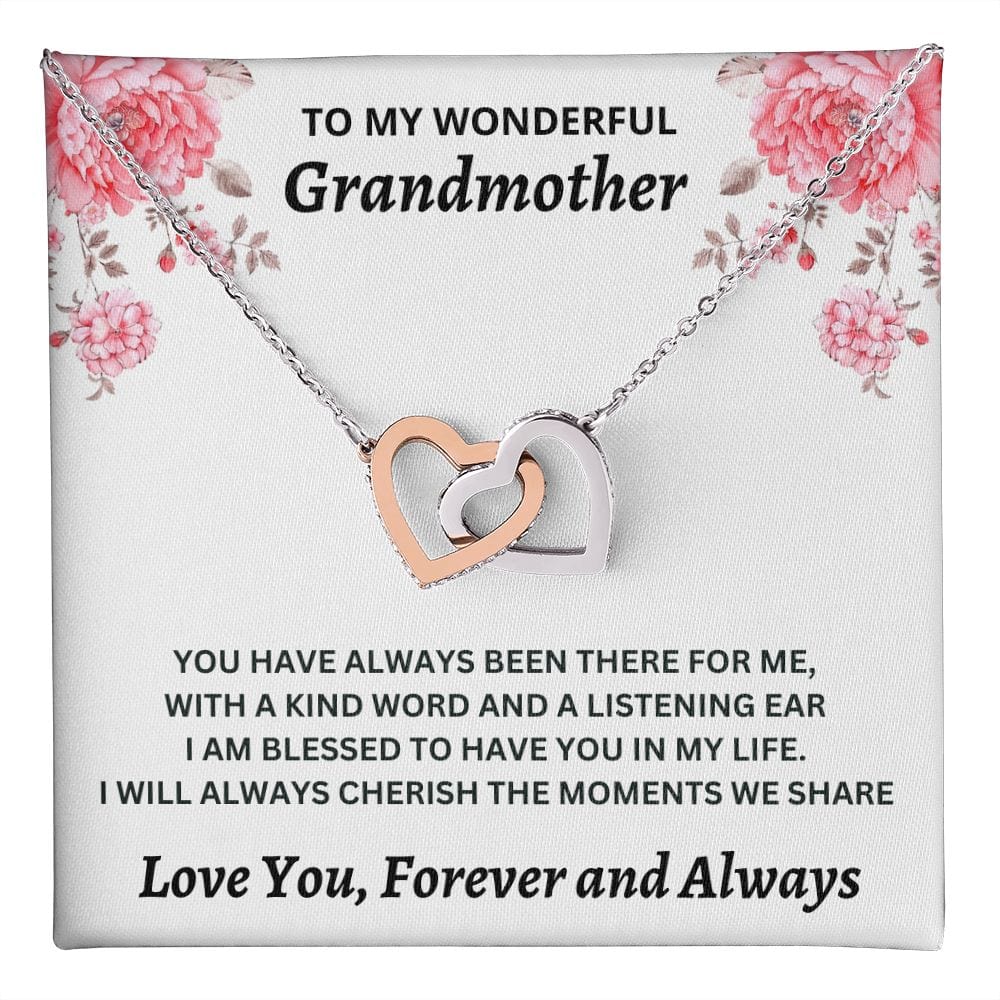 To My Wonderful Grandmother - Interlocking Hearts Necklace