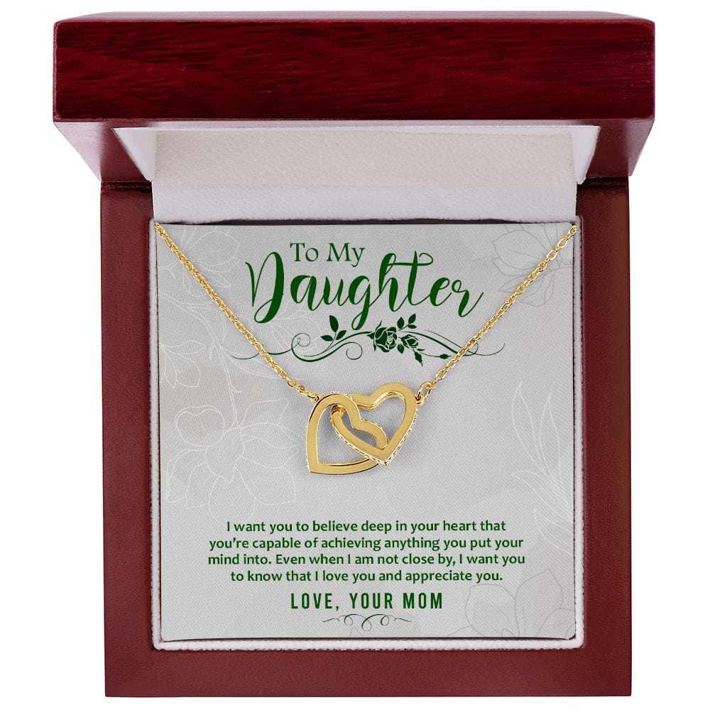 To My Daughter, Love Your Mom - Interlocking Hearts Necklace