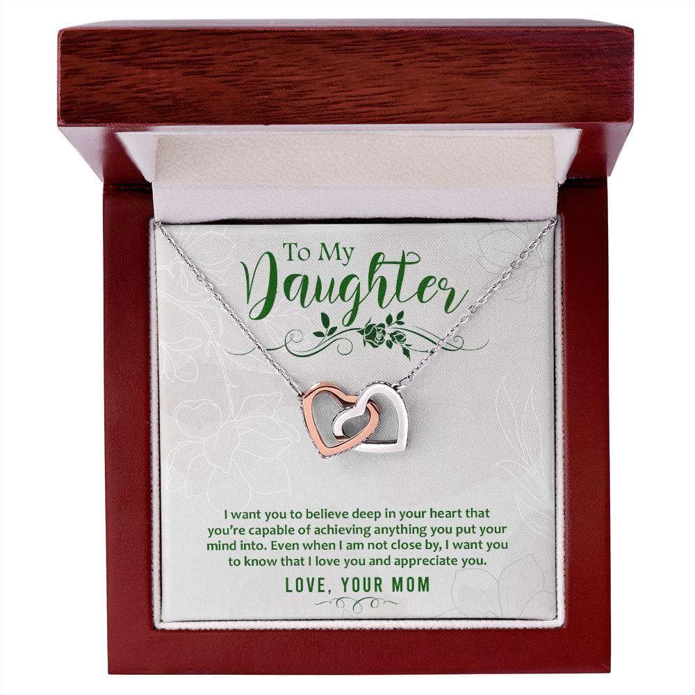 To My Daughter, Love Your Mom - Interlocking Hearts Necklace