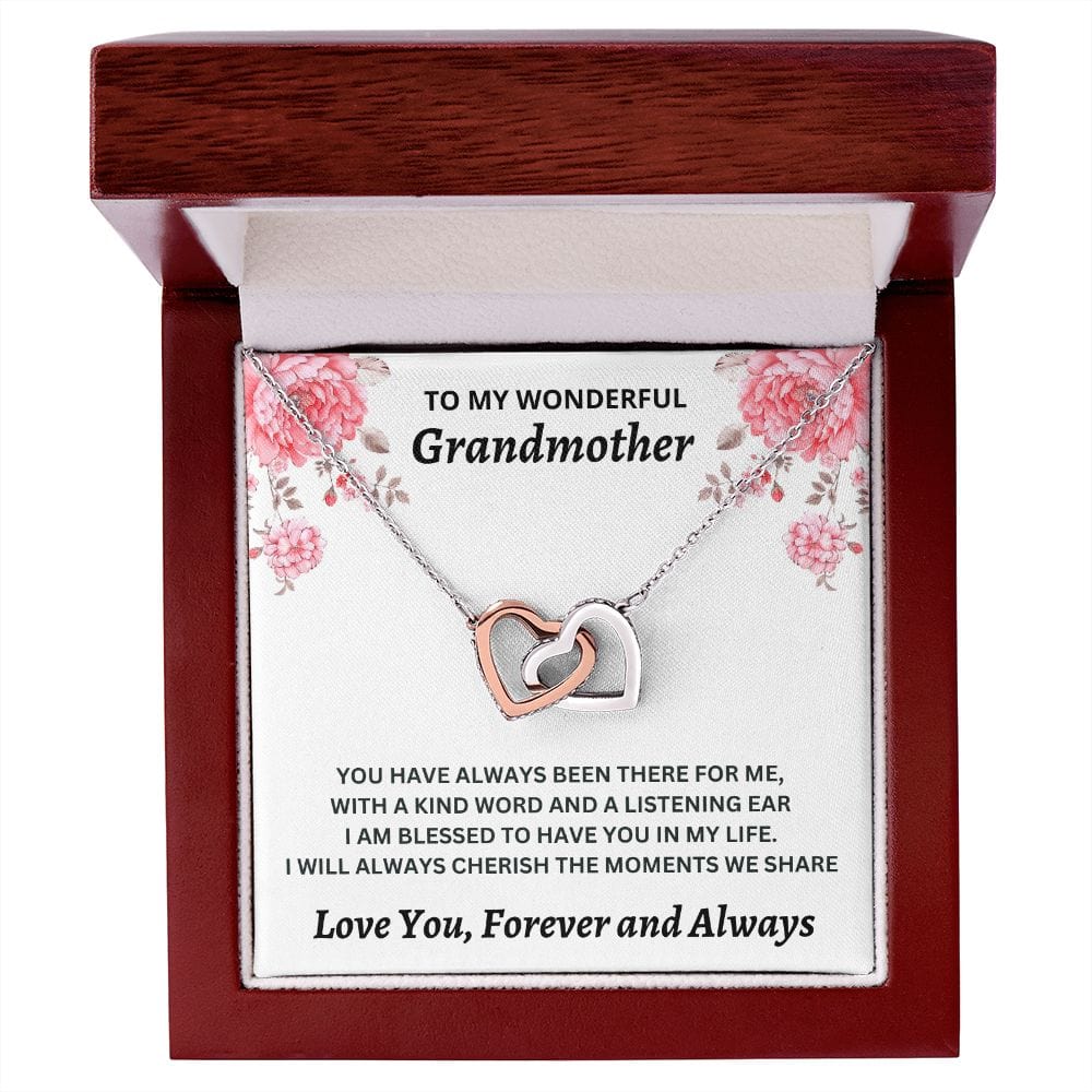 To My Wonderful Grandmother - Interlocking Hearts Necklace