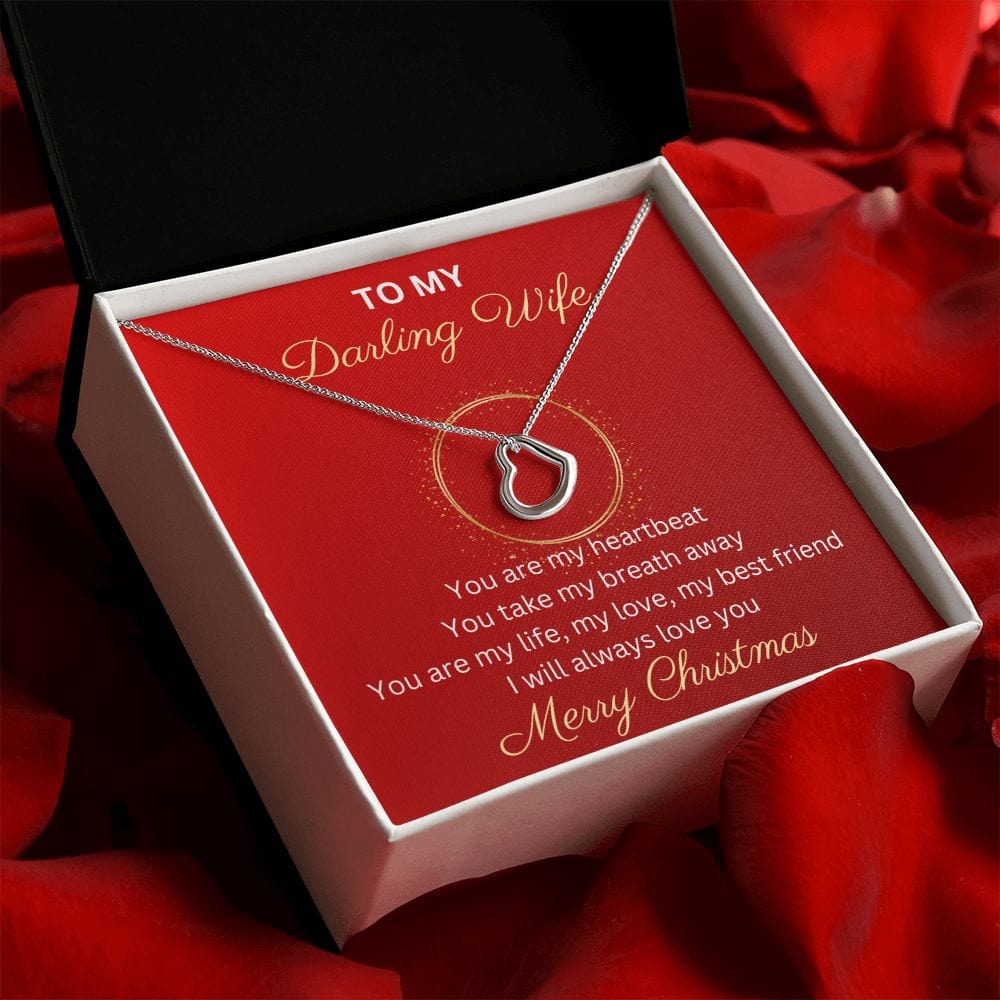 To My Darling Wife - Merry Christmas, Delicate Heart Necklace