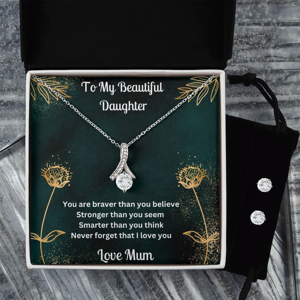 Daughter Gift Set from Mum - Alluring Beauty Necklace & Earring Set