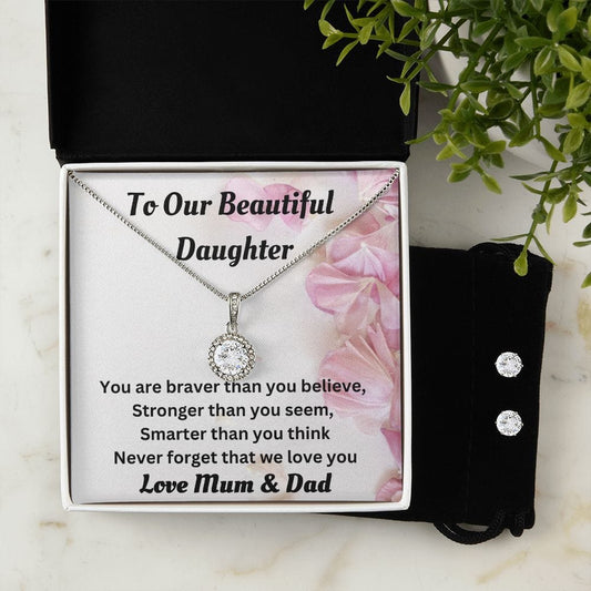 Eternal Hope Necklace & Cubic Zirconia Earrings Set for Daughter