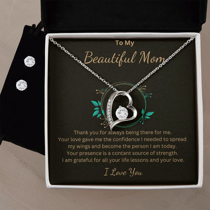 To My Beautiful Mom - Forever Love Necklace & Earrings Set