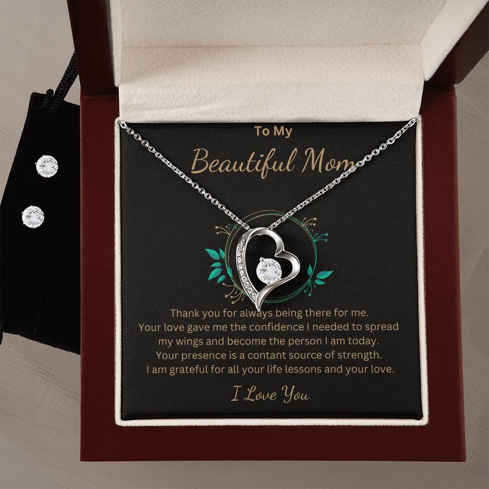 To My Beautiful Mom - Forever Love Necklace & Earrings Set