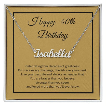 40th Birthday Personalized Name Necklace