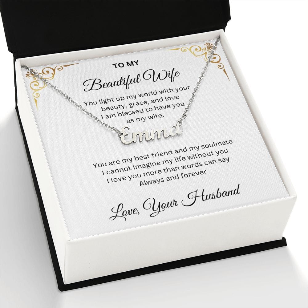 To My Beautiful Wife, You Light Up My World - Custom Name Necklace