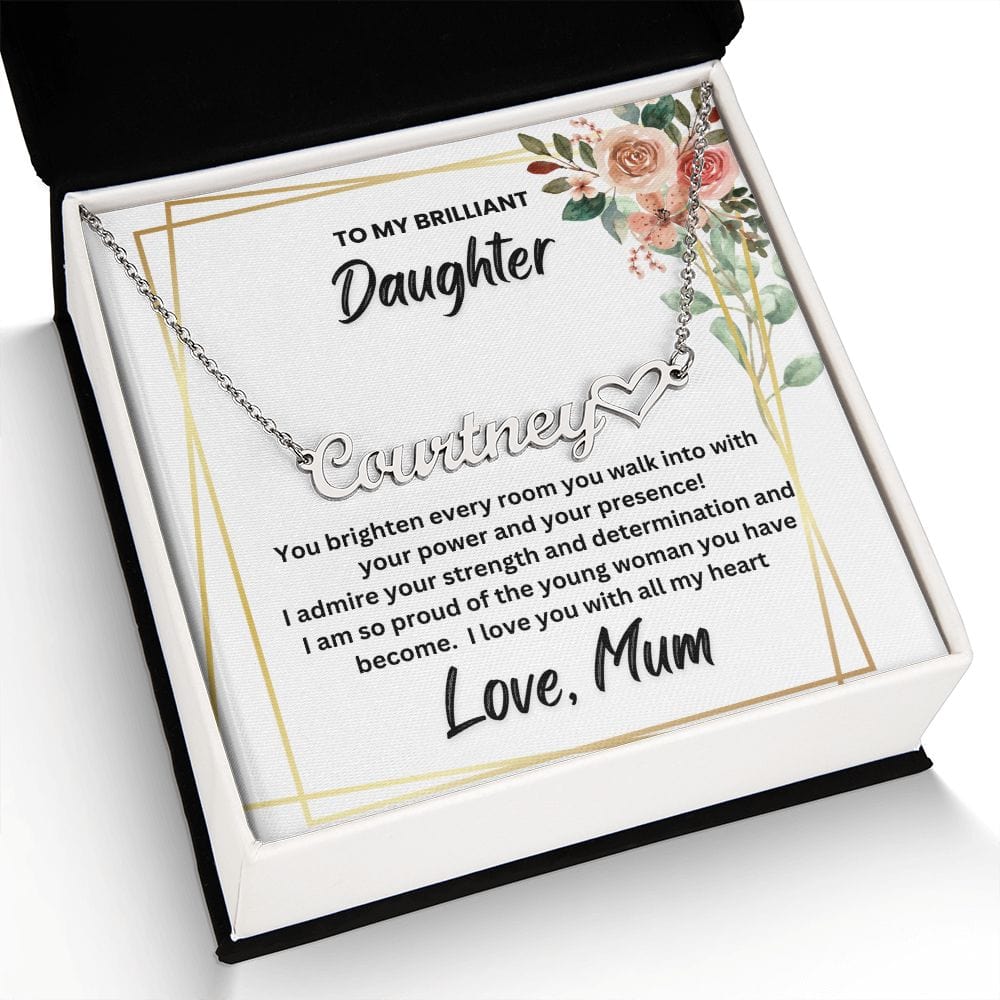 Brilliant Daughter - Personalised Heart Name Necklace