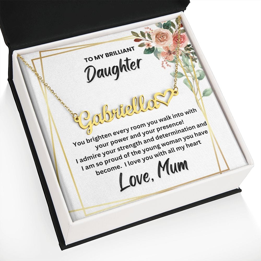 Brilliant Daughter - Personalised Heart Name Necklace