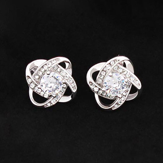 14K White Gold Love Knot Stud Earrings